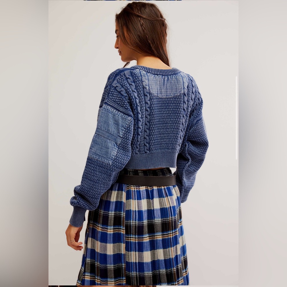 Free People We The Free Heritage Cardigan in Indigo - Picture 4 of 9